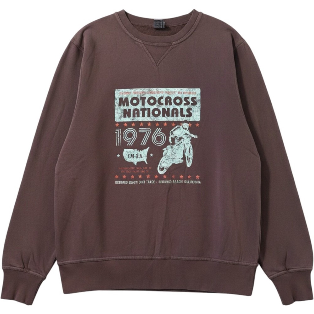 Fossil Motocross Nationals Sweatshirt M Brown Graphic 1976 Retro Biker Aesthetic